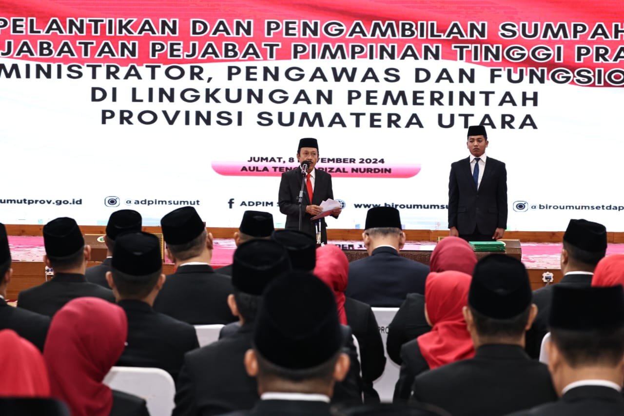 Maksimalkan Kinerja Pemprov Sumut, Agus Fatoni Lakukan Rotasi dan Lantik ASN, Tekankan Netralitas dan Profesional.