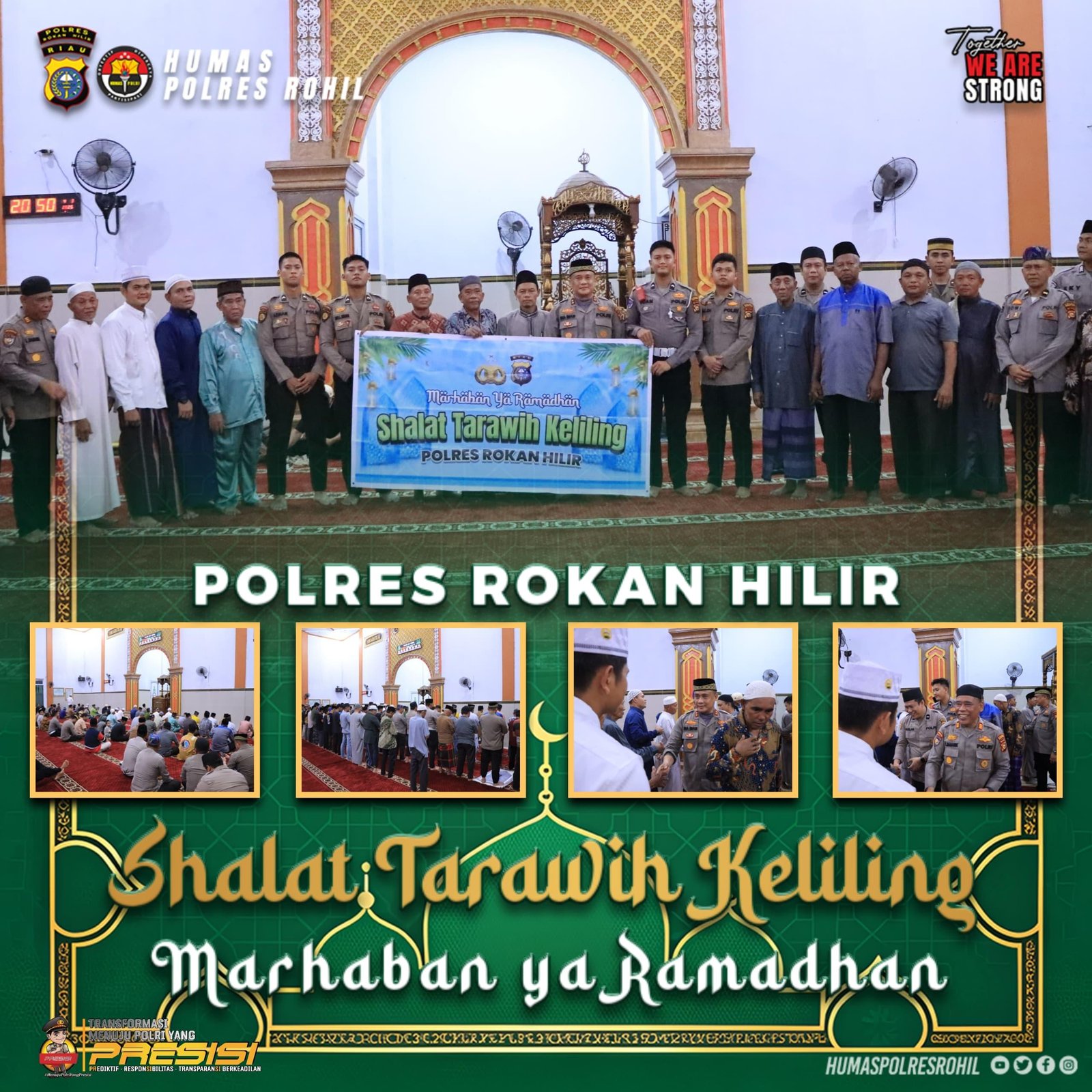 Safari Ramadhan, Kapolres Rohil Shalat Tarawih Bersama Masyarakat di Masjid Ash -Shiddiq