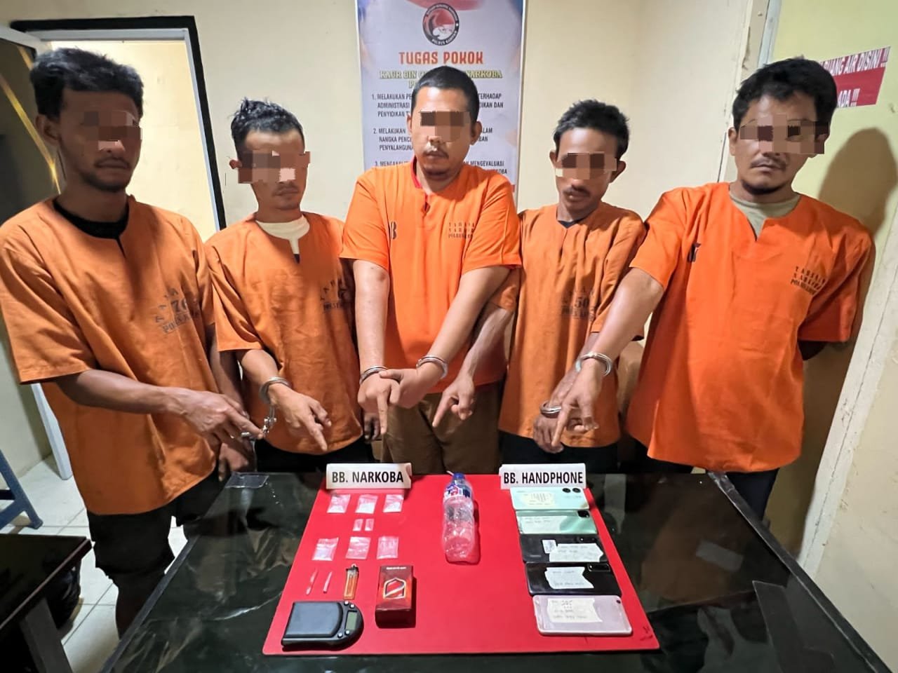 Wow, Polisi Ringkus 5 Orang Penyalahgunaan Narkotika Dengan, 6,62 Gram Sabu Diamankan!